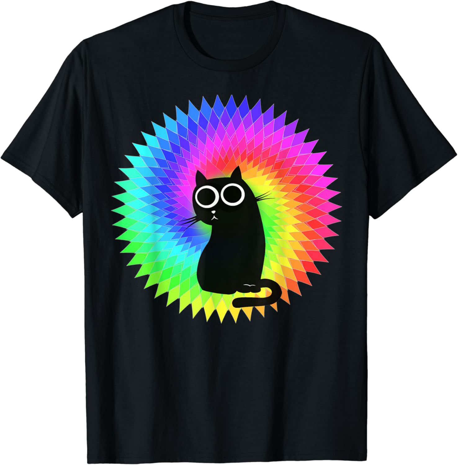 Funny Black Cat Catnip Hallucinations Rainbow TShirt